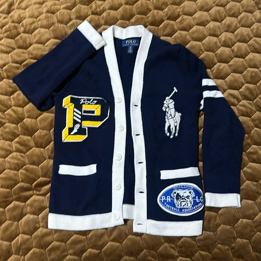 EUC Boys Blue RL Polo Cardigan - S (8)